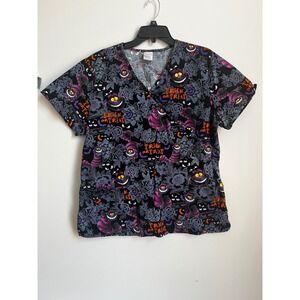 Disney Alice in Wonderland‎ Cheshire Cat Trick or Treat Halloween Scrub Top L/G
